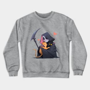 Grim Reaper and His Cats. Spooky Month, Spooky Love Crewneck Sweatshirt